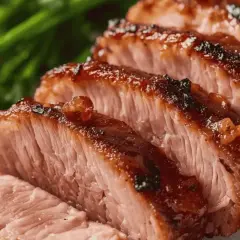 Tranches de magret de canard juteux, la peau caramélisée et croustillante, accompagnées d'une touche de verdure. Un délice pour les yeux et les papilles.