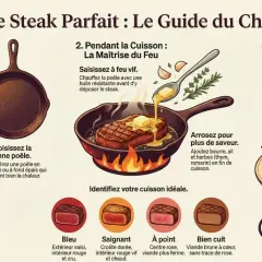 Un steak saignant, cuit à la perfection, avec une croûte dorée et un intérieur rouge vif. Le guide du chef pour une viande savoureuse.