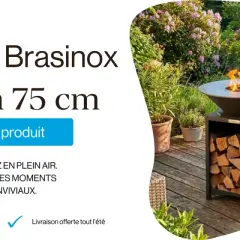 Brasero Brasinox Fiesta 75 cm en action. Découvrez que mettre dans un brasero pour des moments conviviaux en plein air. Prix : 800,00 €.