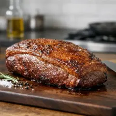 Picanha parfaitement rôtie, prête à être dégustée. Une recette portugaise qui promet saveur et tendreté.