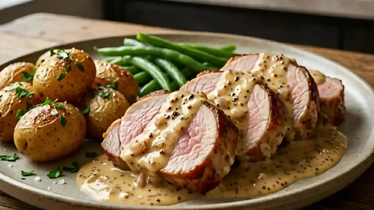 Filet mignon en sauce, tendre et parfumé à la moutarde